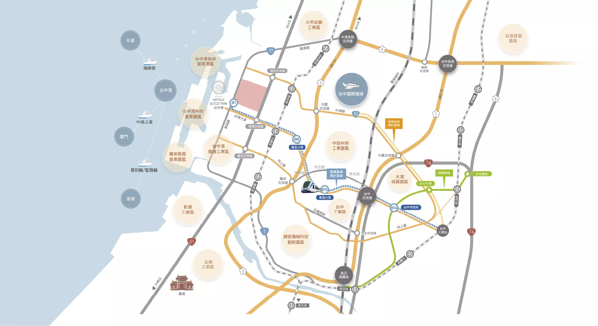 【遠雄幸福成】卡位台中港特區最核心，以國道1、3號及台61線串聯縱向路網