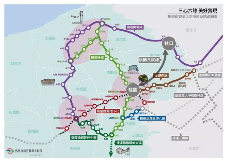 捷運桃園長庚線路廊示意圖