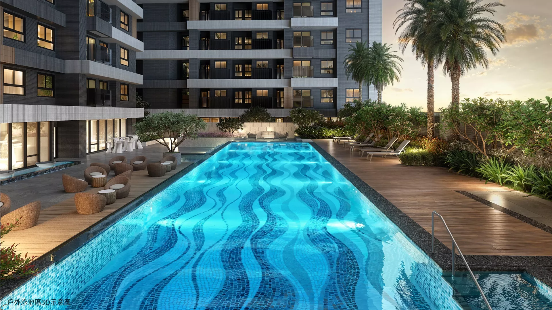 遠雄星呈公設規劃 泳池休憩區