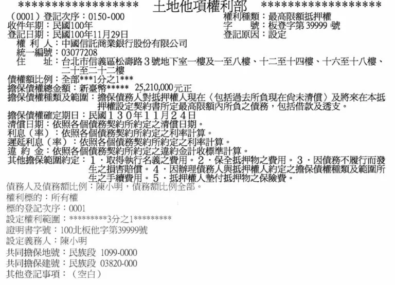 地政事務所核發之第二類謄本