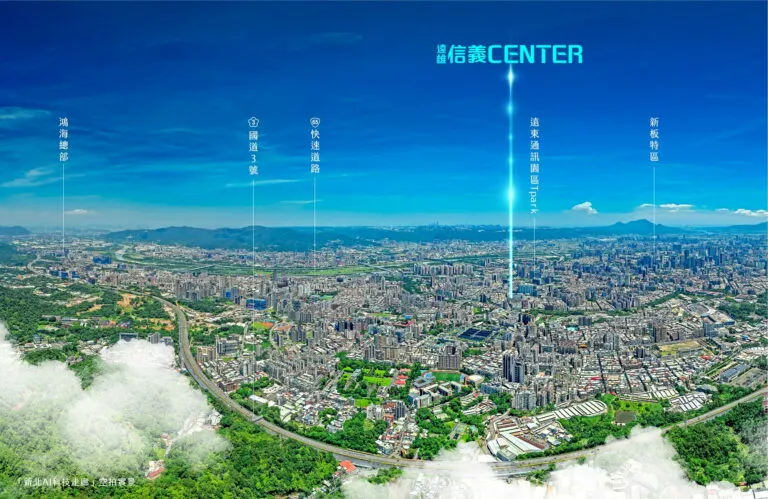板橋、土城、中和形成雙北AI科技南軸,「遠雄信義CENTER」關鍵樞紐區位,受惠科園聚落與交通動能優勢,持續推升區域商用不動產價值。