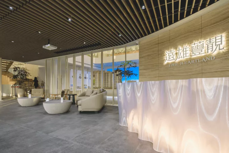 一樓接待櫃檯以環保材質、3D漿體列印製成